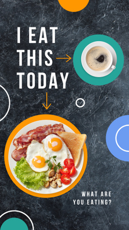 Ontwerpsjabloon van Instagram Story van ontbijt met gebakken eieren en koffie