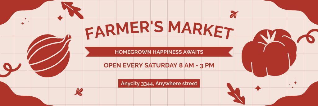 Announcement about Щpening of Farmers Market on Red Email header Design Template