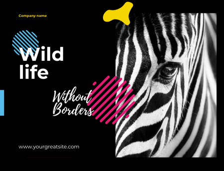 Wild zebra animal Postcard 4.2x5.5in Design Template