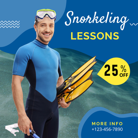 Advertisement for Snorkeling Lessons Instagram Design Template