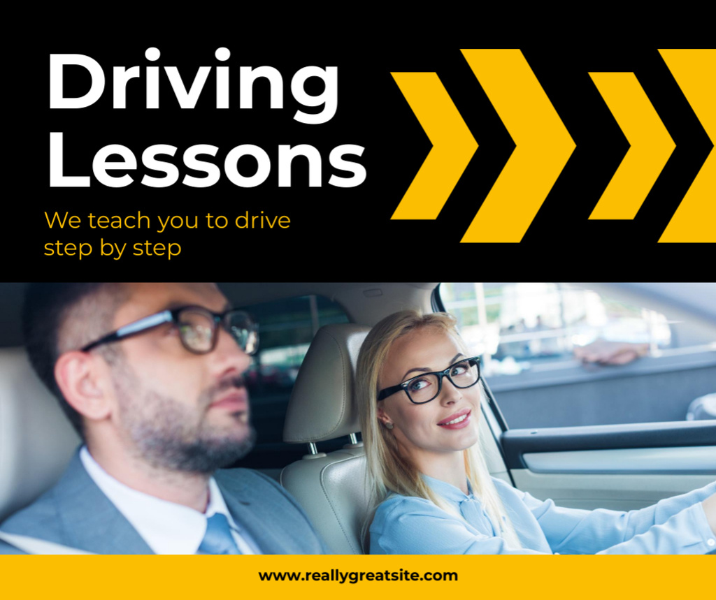 Value-Packed Driving Lessons With Tutor Facebook Design Template