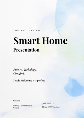 Smart Home Presentation announcement on memphis pattern Invitation Design Template