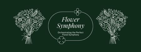 Modèle de visuel Annonce de service de fleurs avec des croquis de bouquets - Facebook cover