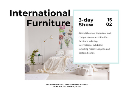 Designvorlage Ankündigung der Internationalen Möbelmesse für Poster A2 Horizontal