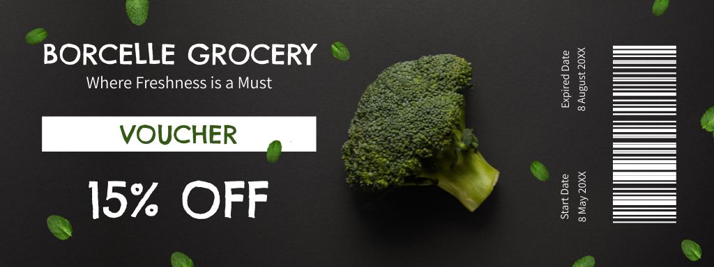 Fresh Veggies With Discount In Black Coupon Design Template