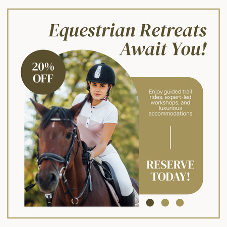 Booking Equestrian Retreat with Discount Instagram AD Design Template