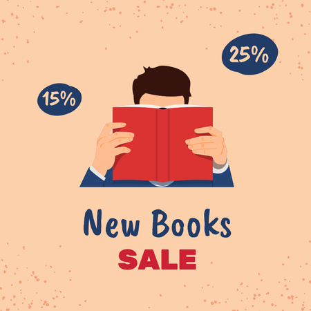 Books Sale Announcement with Man Animated Post Design Template