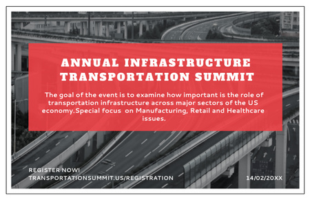 Annual Infrastructure Transportation Summit Announcement Flyer 5.5x8.5in Horizontal Design Template