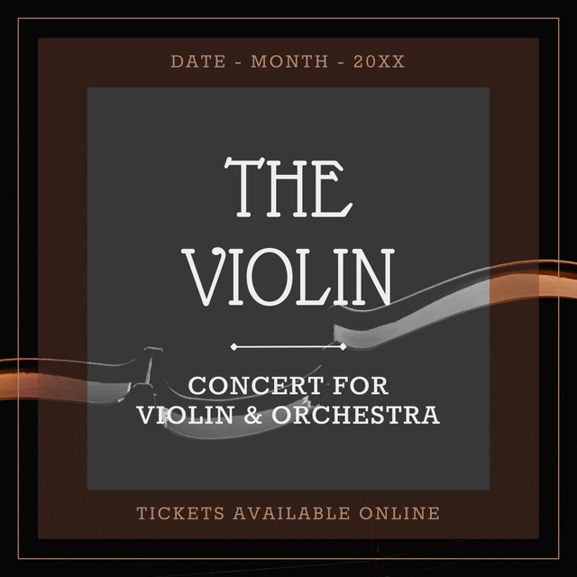 Ontwerpsjabloon van Instagram van Announcement of Concert for Violin and Orchestra