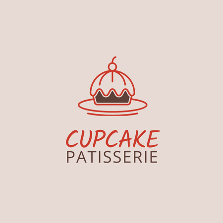 Delicious Bakery Ad Offer with Cupcake Sketch Logo 1080x1080px Tasarım Şablonu
