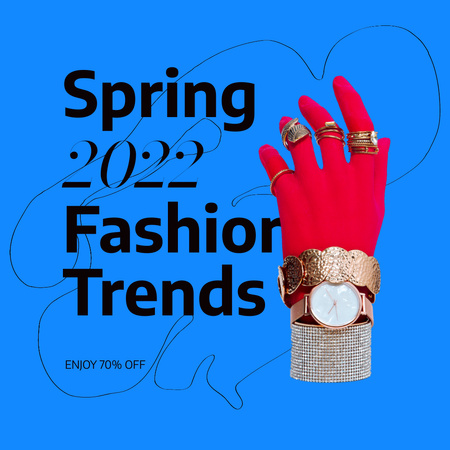 春のファッショントレンド広告 Instagramデザインテンプレート