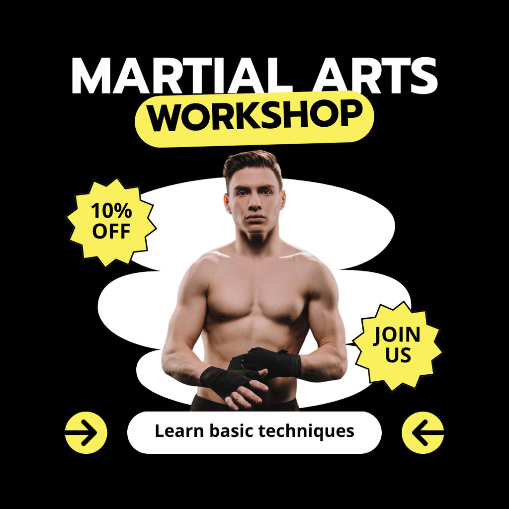 Martial Arts Workshop Promo with Fighter Instagram – шаблон для дизайна