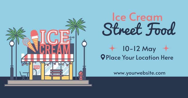 Sweet Ice Cream Shop Ad Facebook AD Modelo de Design