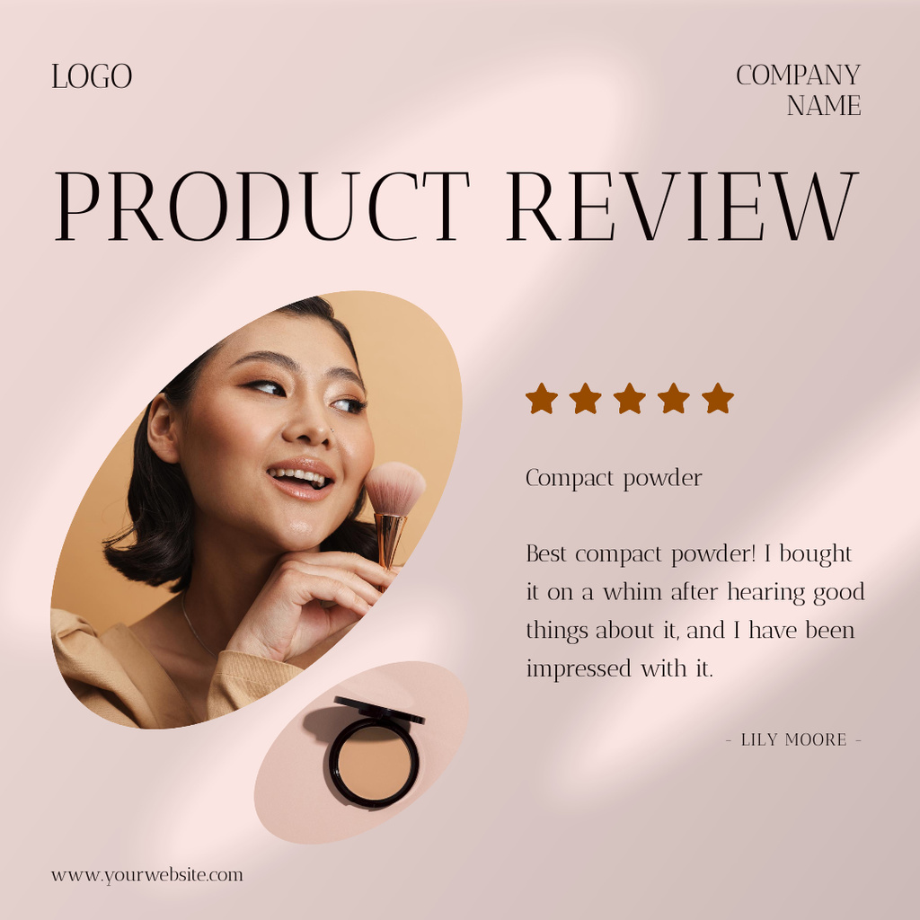Beauty Products Ad And Powder Customer Review Instagram AD Tasarım Şablonu