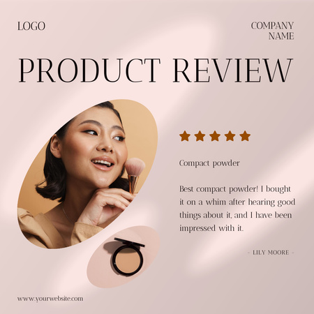 Beauty Products Ad And Powder Customer Review Instagram AD Design Template