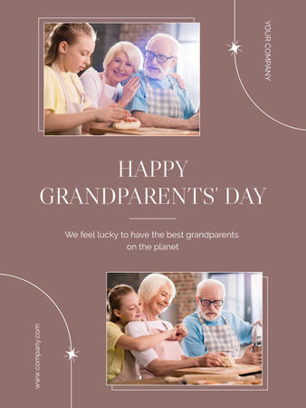 Plantilla de diseño de Saludo festivo del día de los abuelos Poster US 