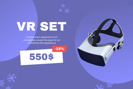 New Year Offer of Virtual Reality Headset Label Design Template