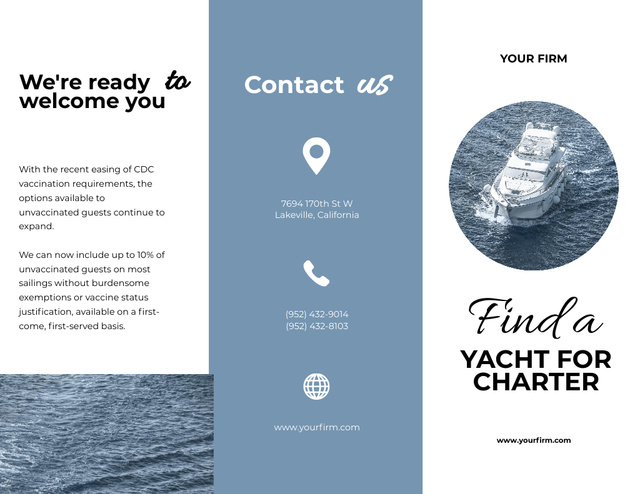 Yacht Tours Offer Brochure 8.5x11in Tasarım Şablonu