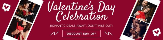 Stylish Valentine's Day Celebration With Discounts Offer Twitterデザインテンプレート