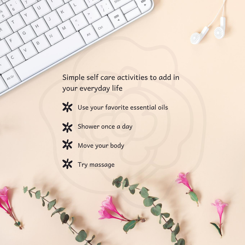 Plantilla de diseño de List of Simple Activities to Improve Quality of Life Instagram 