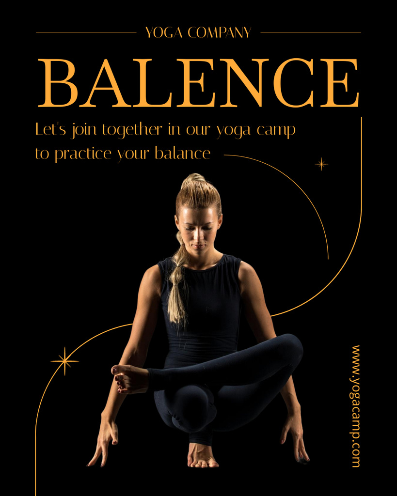 Plantilla de diseño de Woman Practicing Yoga in Black Poster 16x20in 