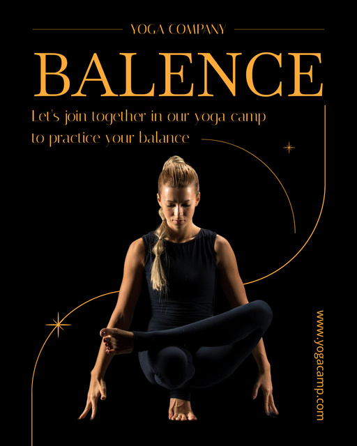 Template di design Woman Practicing Yoga in Black Poster 16x20in