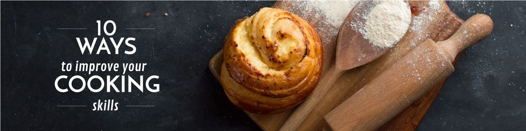 Designvorlage Improving Cooking Skills with freshly baked bun für Twitter