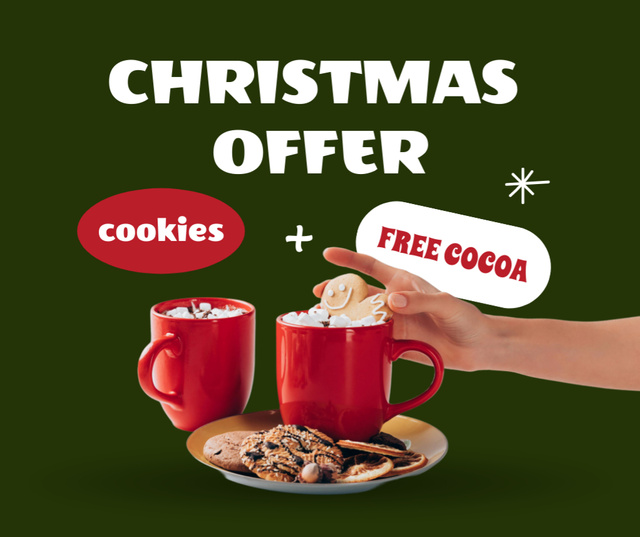 Christmas Offer of Cocoa and Cookies Facebook Πρότυπο σχεδίασης