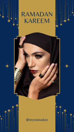 Krásná žena v hidžábu na ramadánový prodej Instagram Story Šablona návrhu