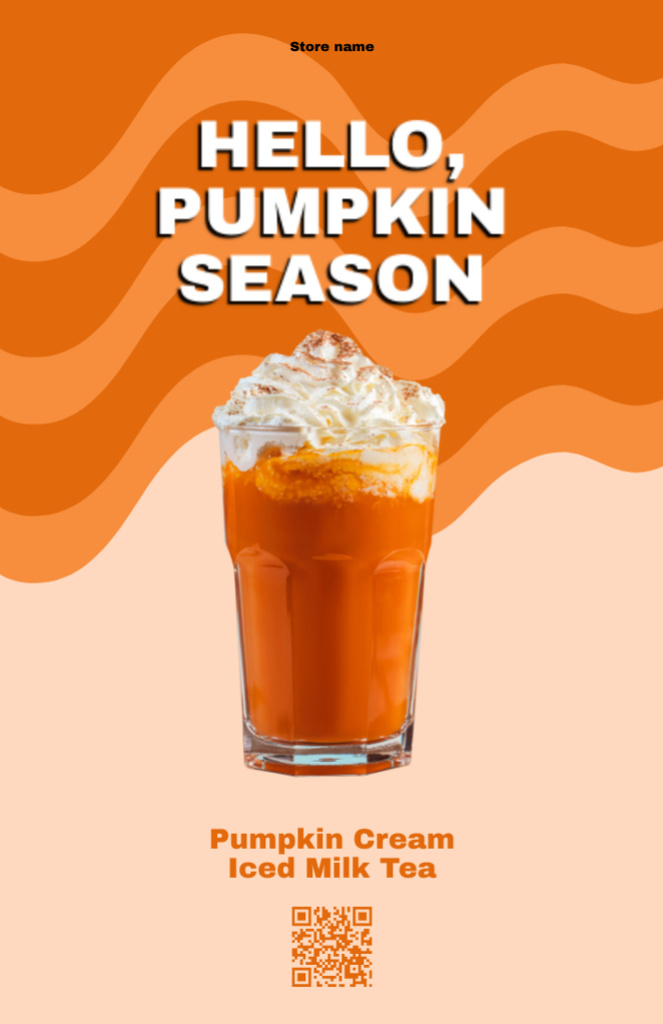 Szablon projektu Special Offer of Pumpkin Milk Tea Drink Recipe Card