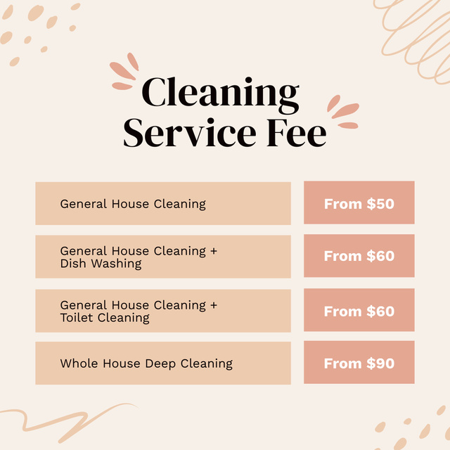 Cleaning Services Fee Instagram AD Design Template