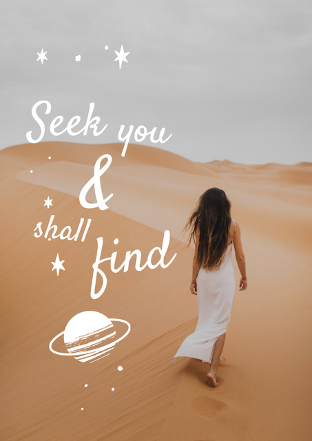 Inspirational Phrase with Woman in Desert Poster A3 Tasarım Şablonu