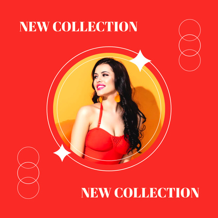 Beautiful Woman in Stunning Red Dress Instagram Design Template