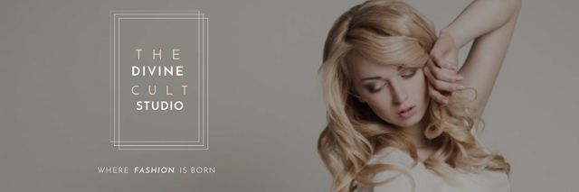 Beauty Studio Ad with Attractive Blonde Email header Modelo de Design