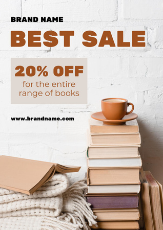 Books Sale Announcement with Cozy Plaid Poster A3 Design Template
