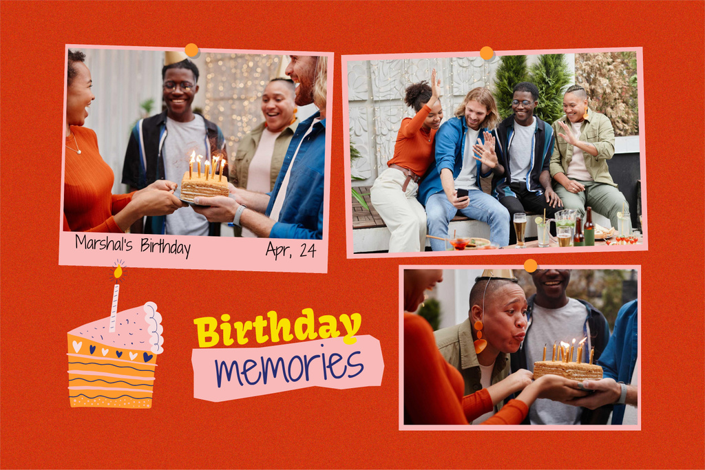 Radiant Birthday Holiday Celebration With Friends Mood Board Design Template