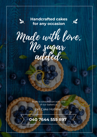 Bakery Ad with Blueberry Tart Flyer A4 Design Template
