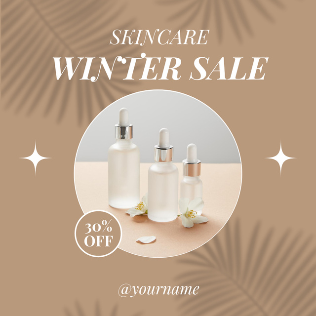 Skin Care Serum Winter Sale Announcement Instagram Πρότυπο σχεδίασης