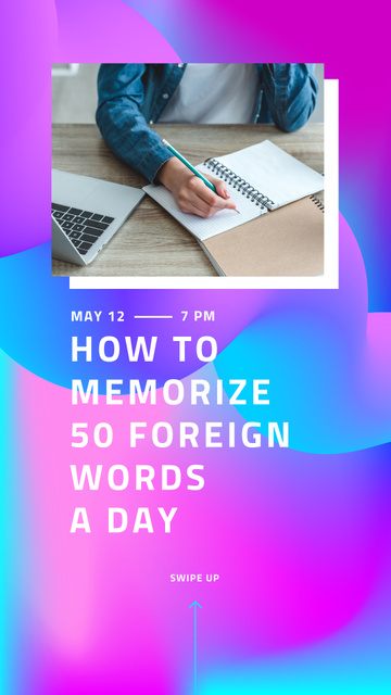 Designvorlage How to memorize Foreign Words für Instagram Story