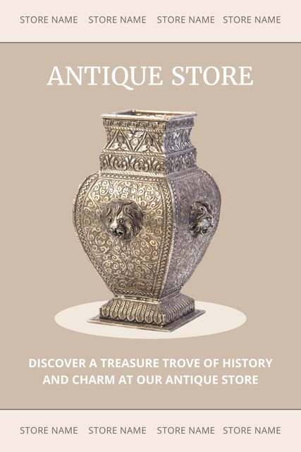 Designvorlage Historical Vase With Ornaments Offer In Antique Shop für Pinterest