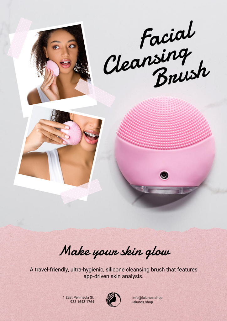 Plantilla de diseño de Special Offer with Woman applying Facial Cleansing Brush Poster 