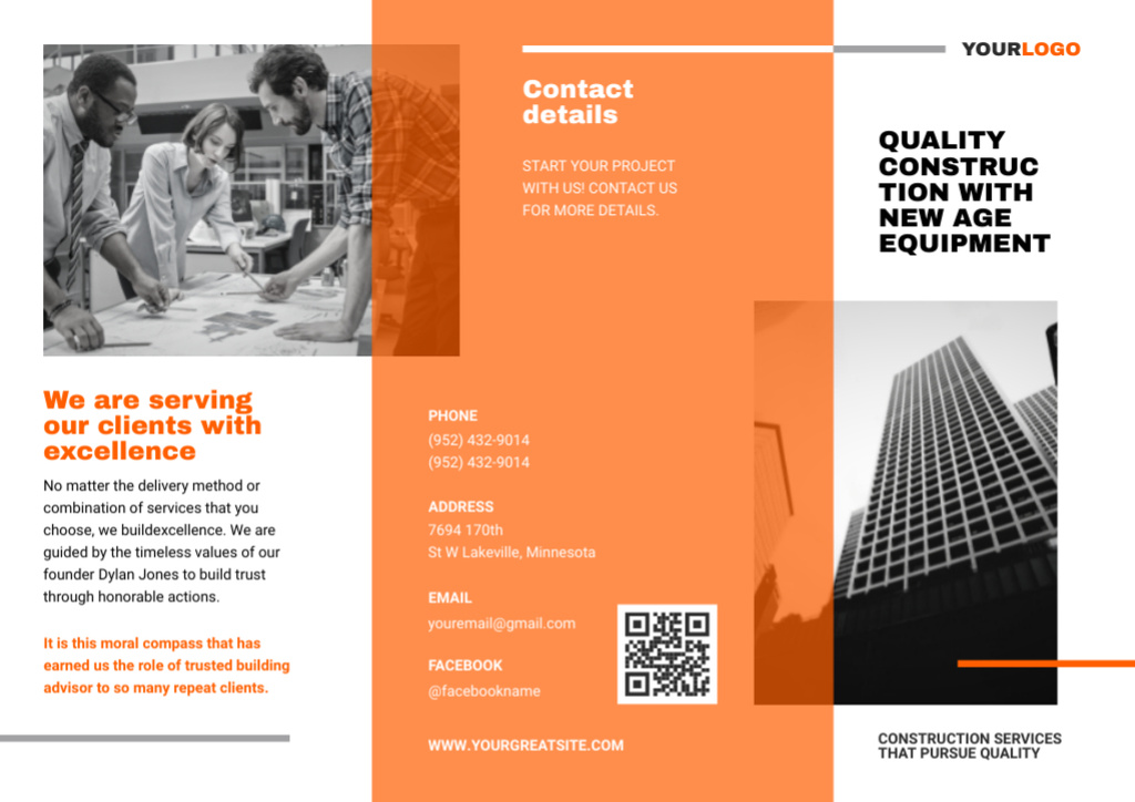 Construction Services Promotion Brochure – шаблон для дизайна