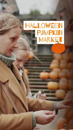 Plantilla de diseño de Mercado fantasmal de Halloween con una amplia variedad de calabazas TikTok Video 