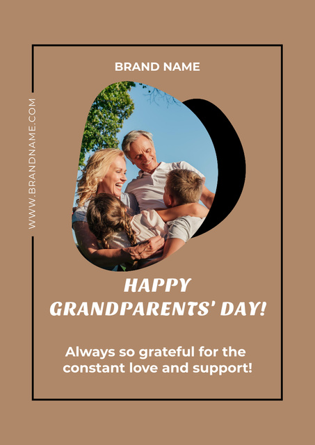 Ontwerpsjabloon van Poster A3 van Awesome Grandparents Day Greetings And Wishes In Brown