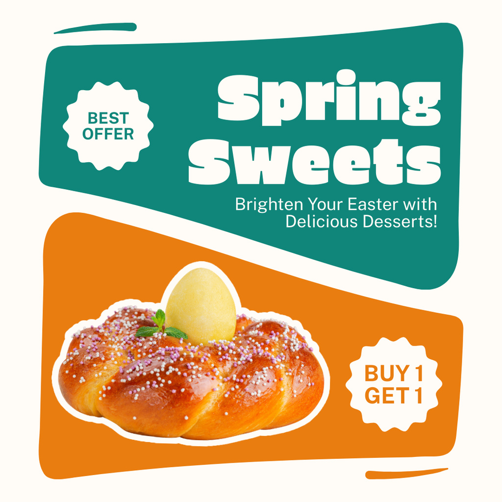 Easter Offer of Spring Sweets with Bun Instagram AD Design Template