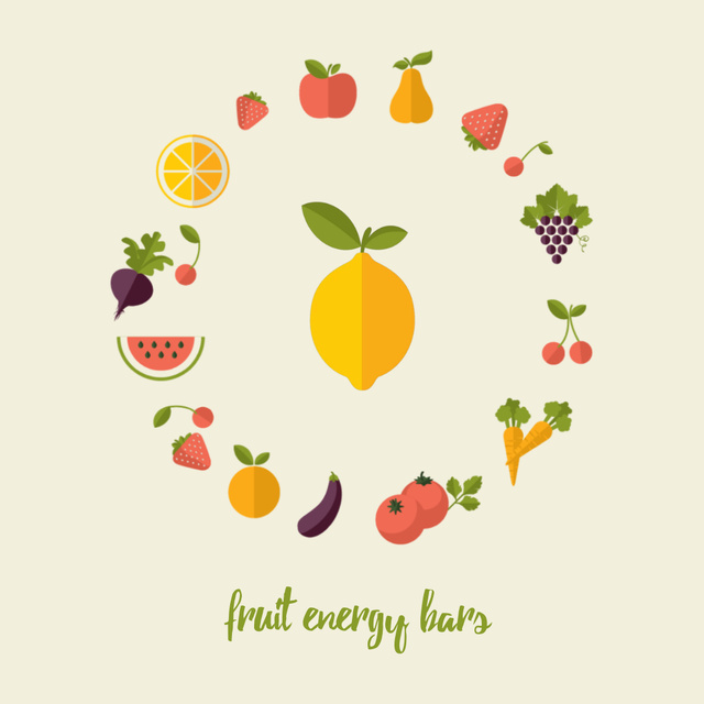 Circle frame of rotating fruits and vegetables Animated Post Šablona návrhu