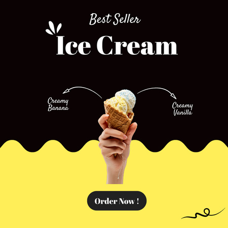 Waffle Cone with Sweet Ice Cream Instagram Design Template