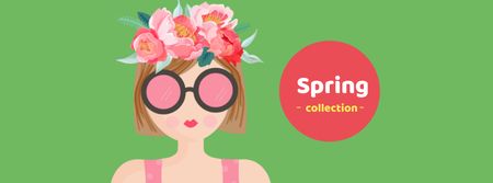 Spring Collection Announcement with Woman in Sunglasses Facebook cover Design Template