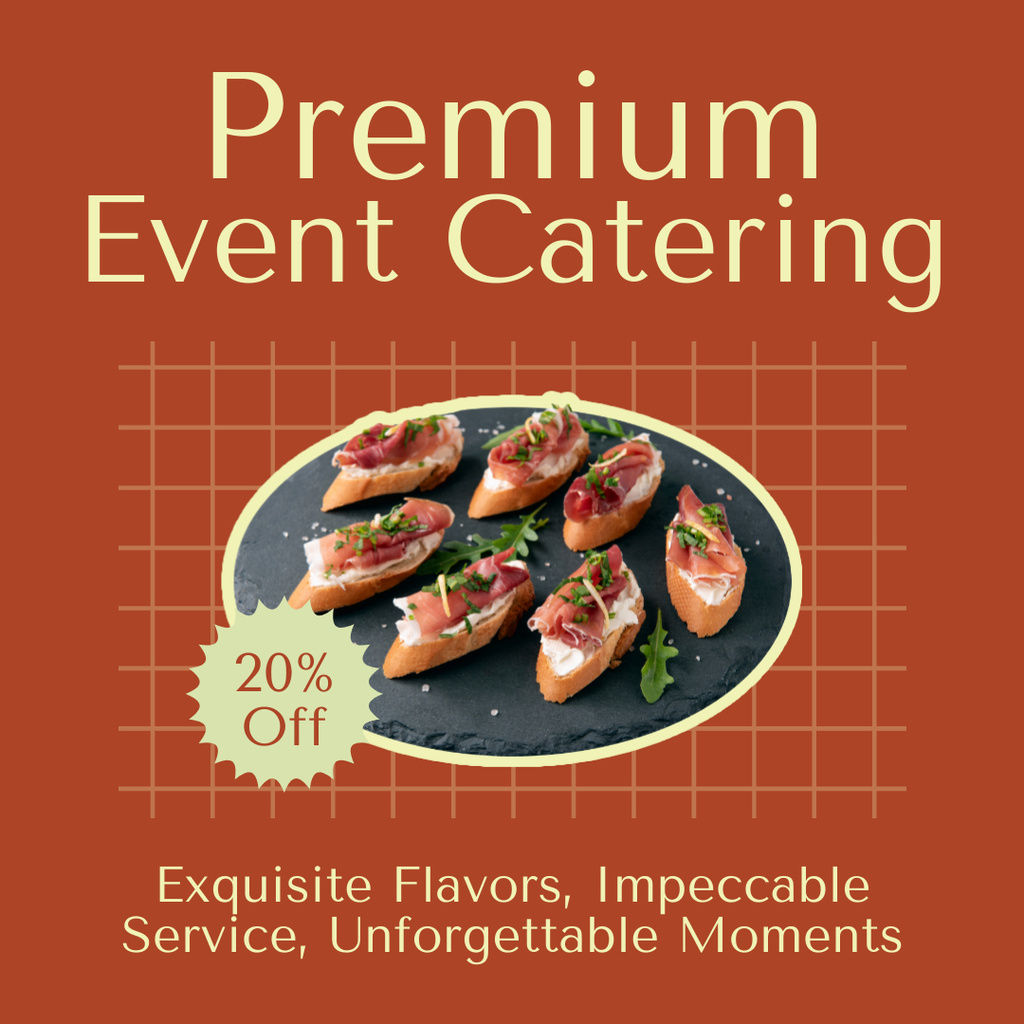 Services of Premium Event Catering with Tasty Snacks Instagram AD Tasarım Şablonu