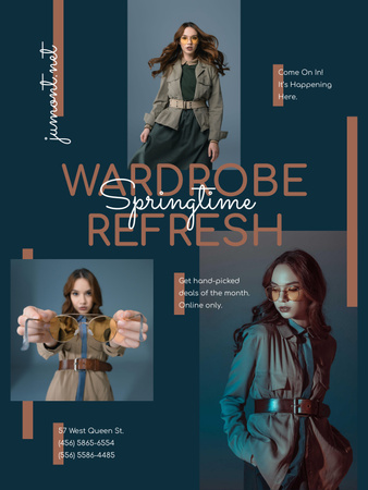 Woman in Stylish Outfit with Accessories Poster US Modelo de Design